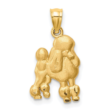 14k Yellow Gold Poodle Pendant Charm with Classic Grooming Design for Women