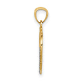 Sitting Cat in a Heart Charm Pendant in Real 14k Multi-Tone Gold
