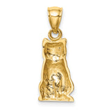 Cat Charm Pendant in Real 14k Yellow Gold