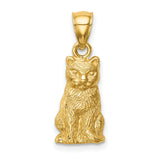 Cat Charm Pendant in Real 14k Yellow Gold