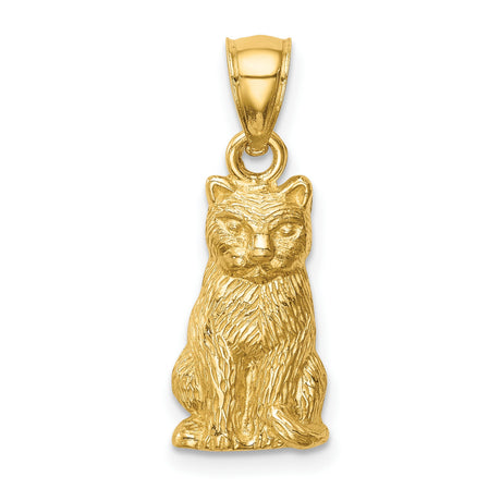 Cat Charm Pendant in Real 14k Yellow Gold
