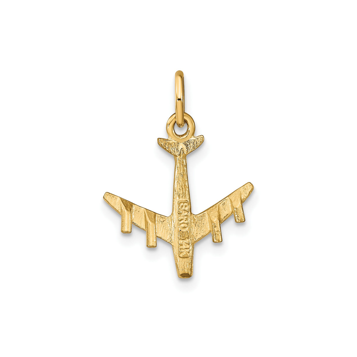 14k Yellow Gold Airplane Charm Pendant, Travel and Aviation Theme for Men or Women