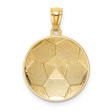 14k Yellow Gold Soccer Ball Pendant, Textured Sports Charm for Men or Unisex