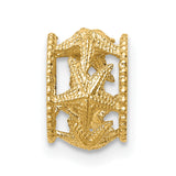 14k Yellow Gold Wide Band Starfish Ring with Textured Ocean Theme for Women