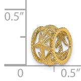 14k Yellow Gold Wide Band Starfish Ring with Textured Ocean Theme for Women