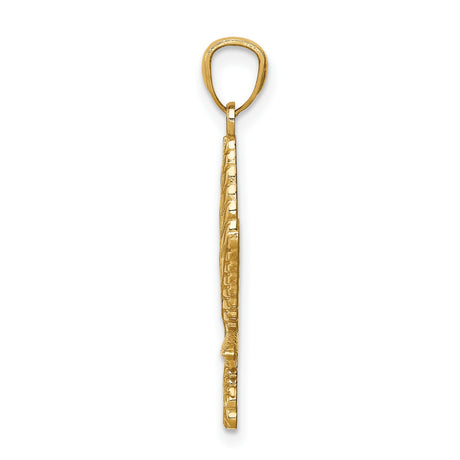14k Yellow Gold Marijuana Leaf Pendant, Cannabis Symbol Charm, Urban Streetwear Jewelry