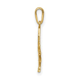 14k Yellow Gold Marijuana Leaf Pendant, Textured Cannabis Design, Unisex Boho or Hip Hop Style