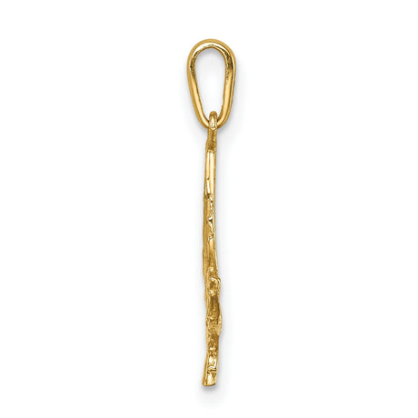 14k Yellow Gold Marijuana Leaf Pendant, Textured Cannabis Design, Unisex Boho or Hip Hop Style