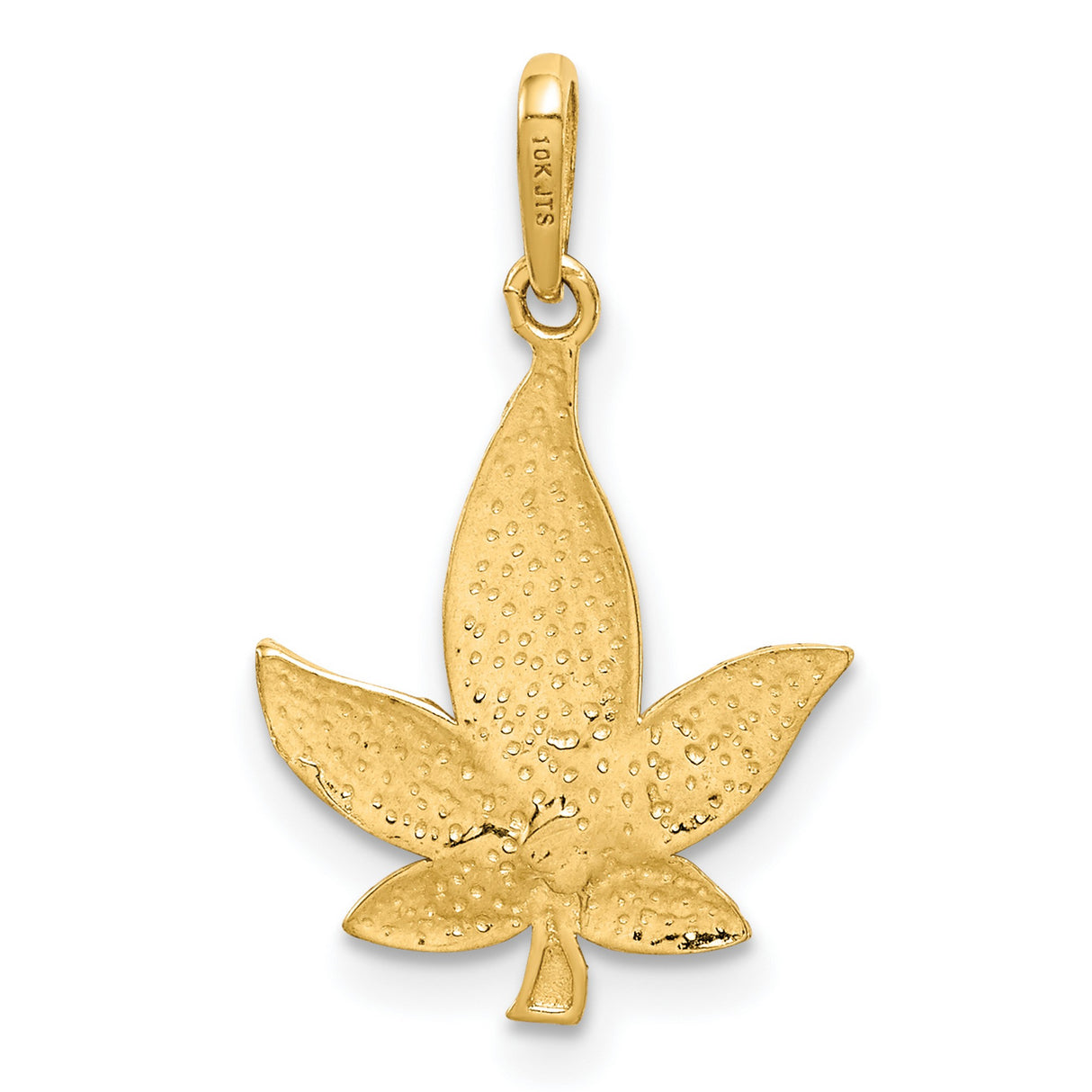 14k Yellow Gold Marijuana Leaf Pendant, Textured Cannabis Design, Unisex Boho or Hip Hop Style