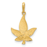 14k Yellow Gold Marijuana Leaf Pendant, Textured Cannabis Design, Unisex Boho or Hip Hop Style