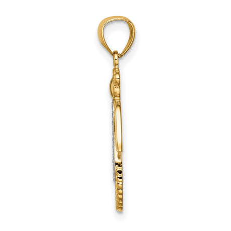 14k Multi-Tone Gold Angel Infinity Pendant with Rhodium Accents and Winged Design
