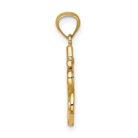 14k Yellow Gold Pendant with Anchor, Heart, and Cross Symbols of Faith, Love, and Hope