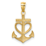 14k Yellow Gold Pendant with Anchor, Heart, and Cross Symbols of Faith, Love, and Hope