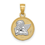 Angel Charm Pendant in Real 14k Multi-Tone Gold