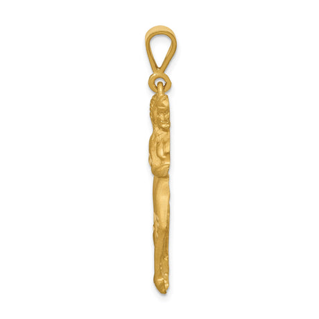 14k Yellow Gold Gemini Zodiac Pendant with Twin Figures, Astrology Charm for Women