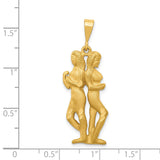 Mens Gemini Twins Zodiac Sign Satin Finish Charm Pendant in Real 14k Yellow Gold