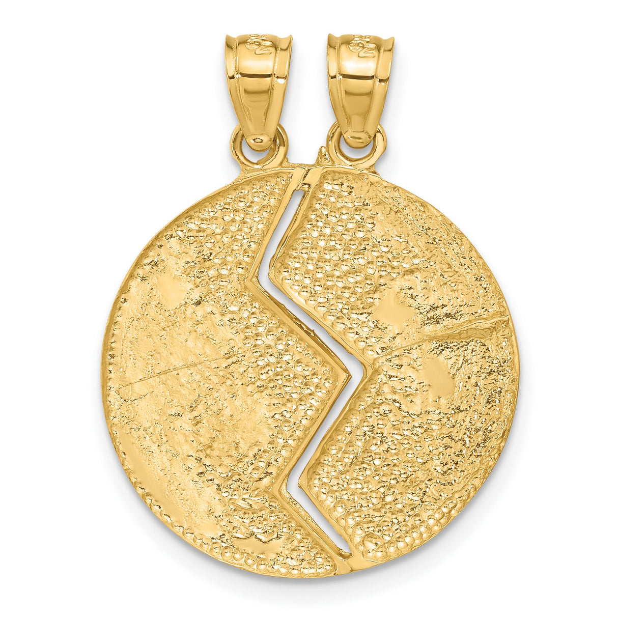 14k Yellow Gold Mizpah Heart Pendant, Breakable Split Design with Bible Verse, Faith and Love Theme