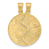 14k Yellow Gold Mizpah Heart Pendant, Breakable Split Design with Bible Verse, Faith and Love Theme