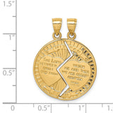 14k Yellow Gold Mizpah Heart Pendant, Breakable Split Design with Bible Verse, Faith and Love Theme