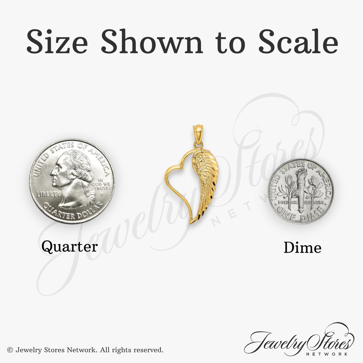 14k Yellow Gold Heart and Angel Wing Pendant, Symbol of Love and Protection for Women