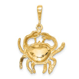 Mens Cancer Crab Zodiac Sign Satin Finish Charm Pendant in Real 14k Yellow Gold