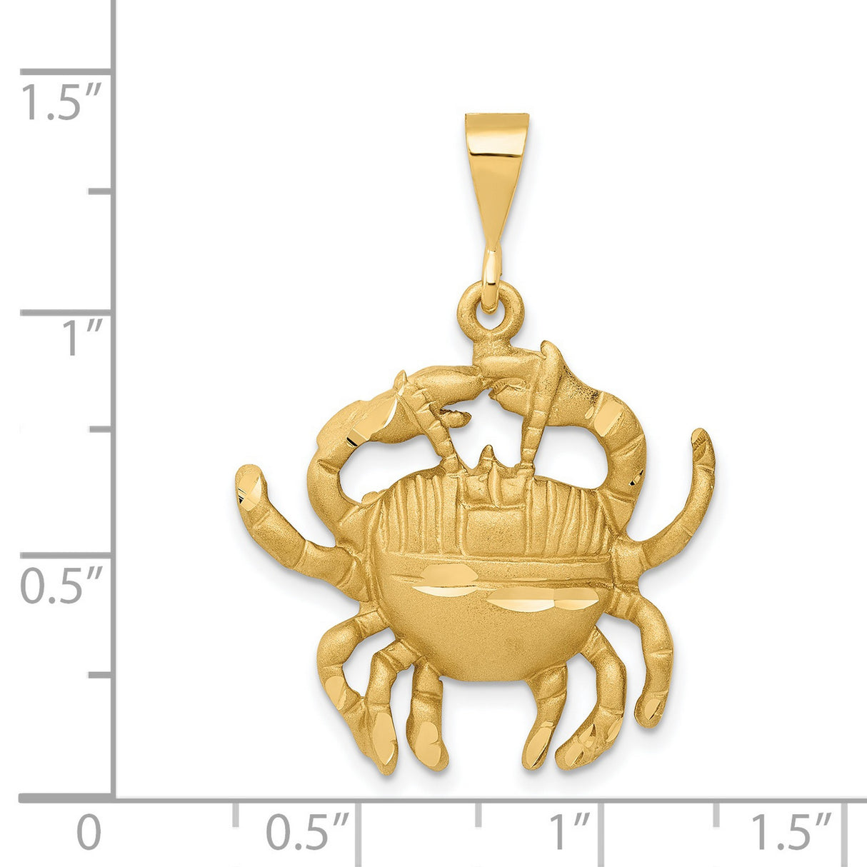 Mens Cancer Crab Zodiac Sign Satin Finish Charm Pendant in Real 14k Yellow Gold