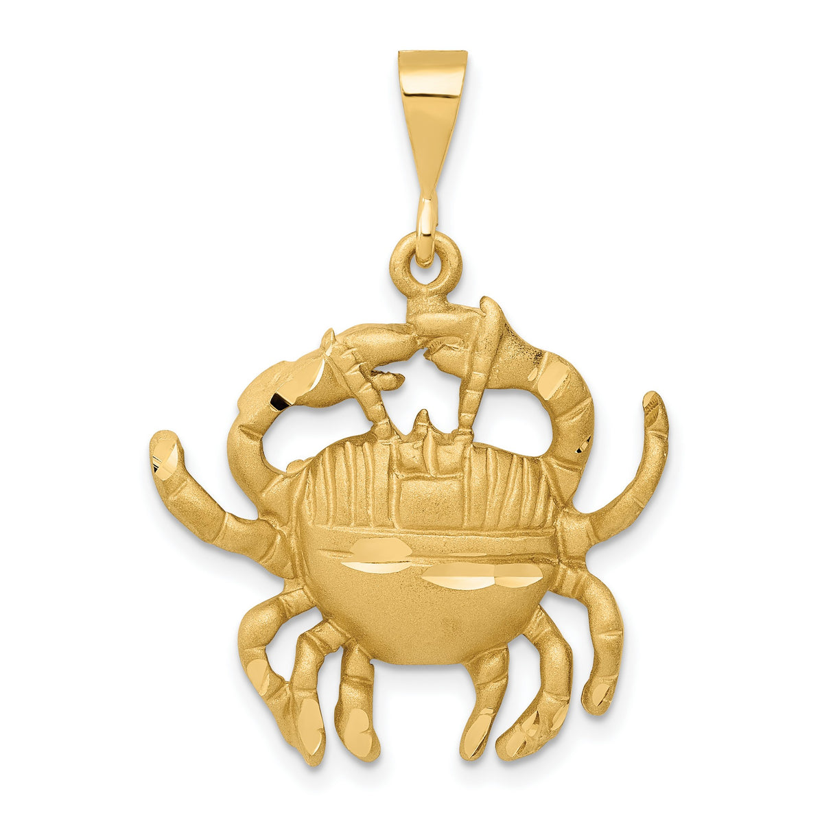 Mens Cancer Crab Zodiac Sign Satin Finish Charm Pendant in Real 14k Yellow Gold