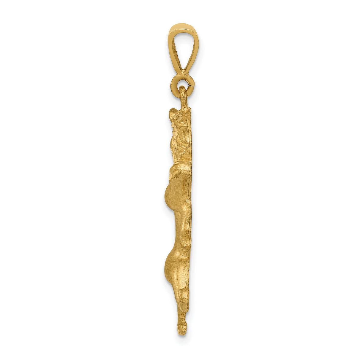 Mens Leo Lion Zodiac Sign Satin Finish Charm Pendant in Real 14k Yellow Gold