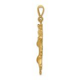 Mens Leo Lion Zodiac Sign Satin Finish Charm Pendant in Real 14k Yellow Gold