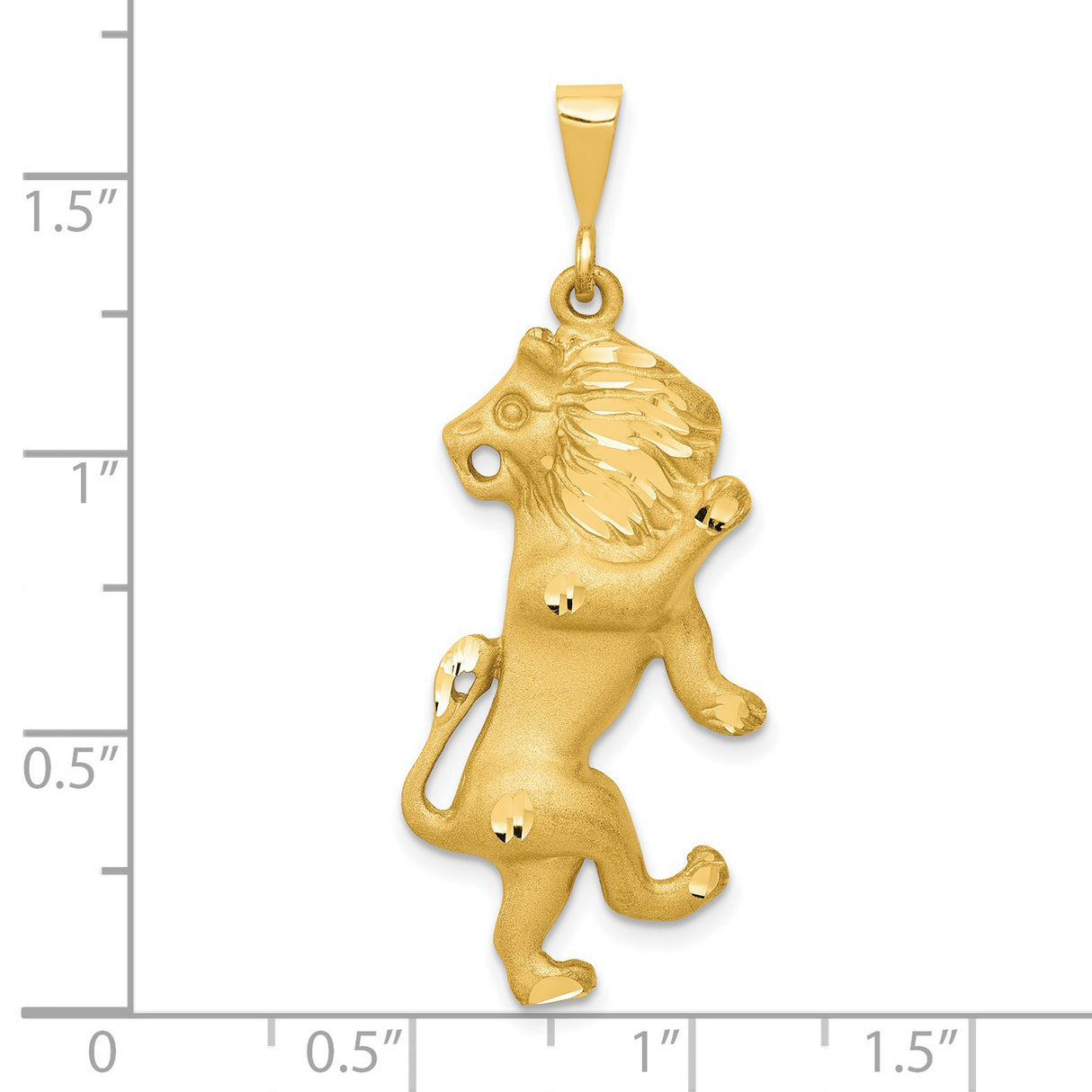 Mens Leo Lion Zodiac Sign Satin Finish Charm Pendant in Real 14k Yellow Gold