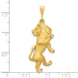 Mens Leo Lion Zodiac Sign Satin Finish Charm Pendant in Real 14k Yellow Gold