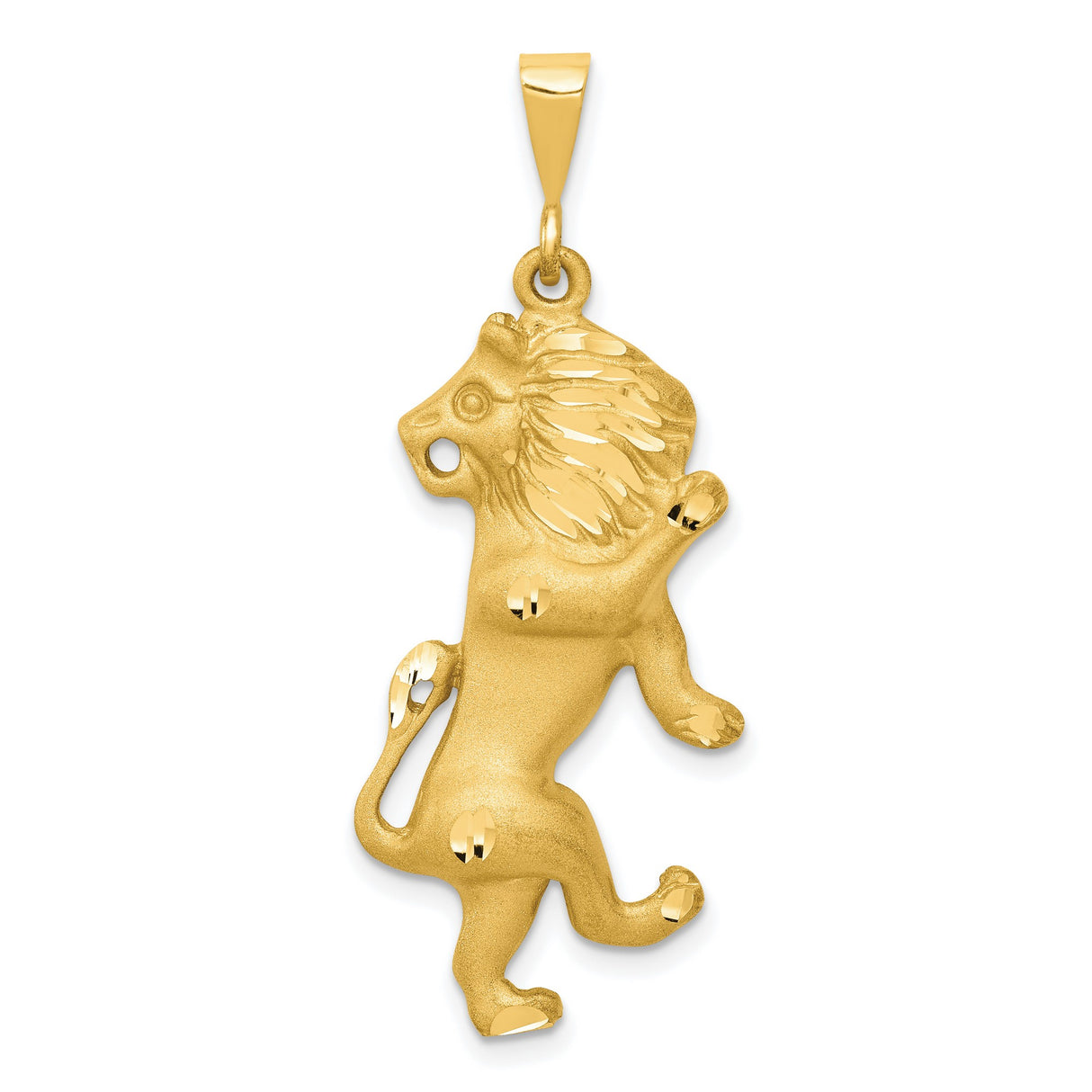 Mens Leo Lion Zodiac Sign Satin Finish Charm Pendant in Real 14k Yellow Gold