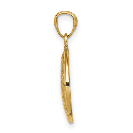 14k Multi-Tone Gold Round Pendant with Love You to the Moon and Back, Crescent Moon and Star