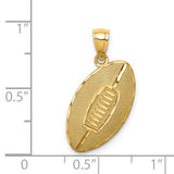 14k Yellow Gold Football Pendant with Textured Design and Detailed Laces for Men or Unisex