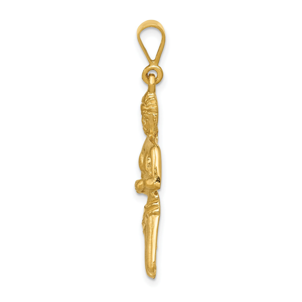 Mens Virgo Kneeling Maiden Zodiac Sign Satin Finish Charm Pendant in Real 14k Yellow Gold
