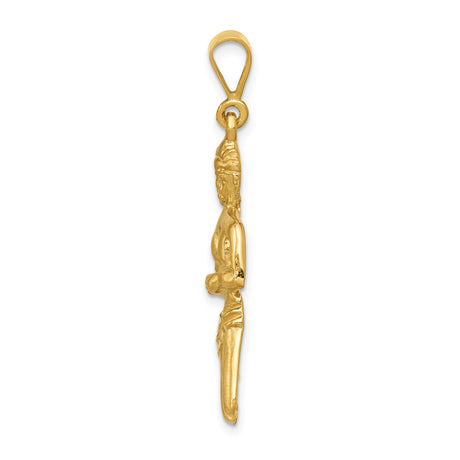 14k Yellow Gold Kneeling Woman Pendant with Sculpted Silhouette , Feminine Artistic Charm