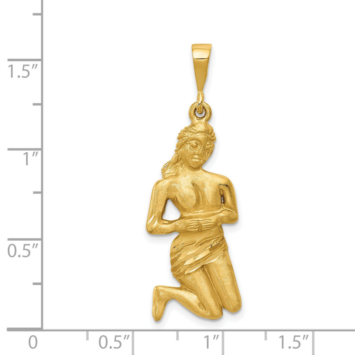 Mens Virgo Kneeling Maiden Zodiac Sign Satin Finish Charm Pendant in Real 14k Yellow Gold