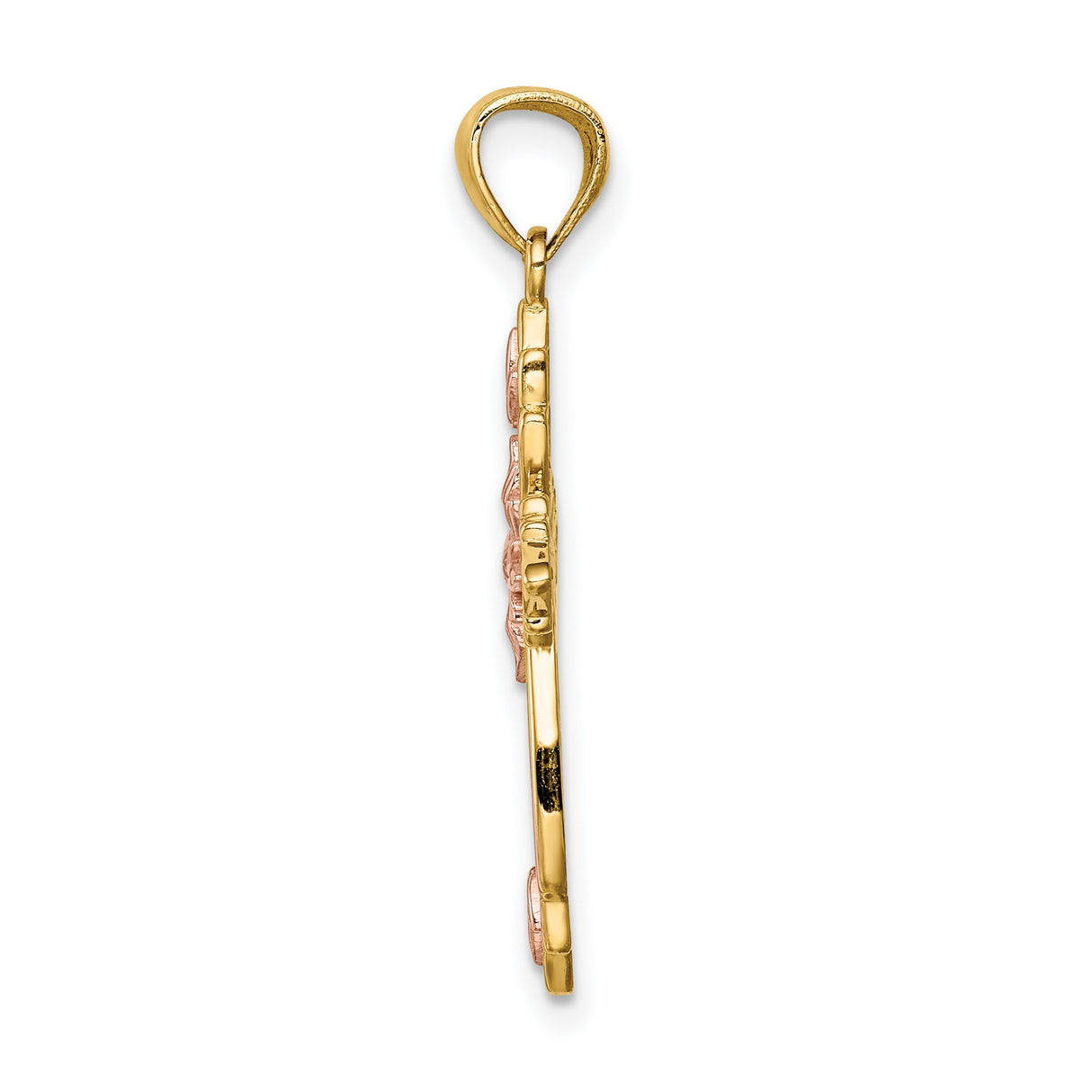 Cross Charm Pendant in Real 14k Multi-Tone Gold