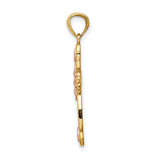 Cross Charm Pendant in Real 14k Multi-Tone Gold