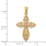 Cross Charm Pendant in Real 14k Multi-Tone Gold