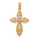 Cross Charm Pendant in Real 14k Multi-Tone Gold