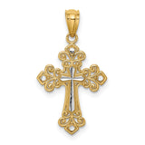 Cross Charm Pendant in Real 14k Multi-Tone Gold