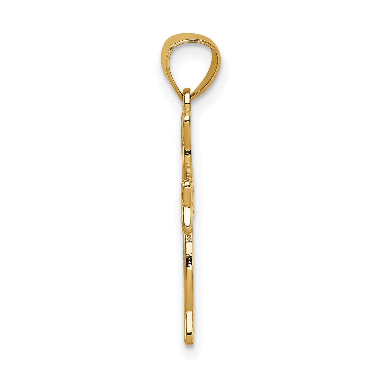 14k Yellow Gold Cross Pendant with Openwork Latin Design and Celtic Knotwork for Men and Women