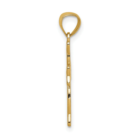 14k Yellow Gold Cross Pendant with Openwork Latin Design and Celtic Knotwork for Men and Women