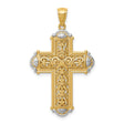 Reversible Cross Charm Pendant in Real 14k Multi-Tone Gold