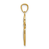 Passion Cross Charm Pendant in Real 14k Multi-Tone Gold