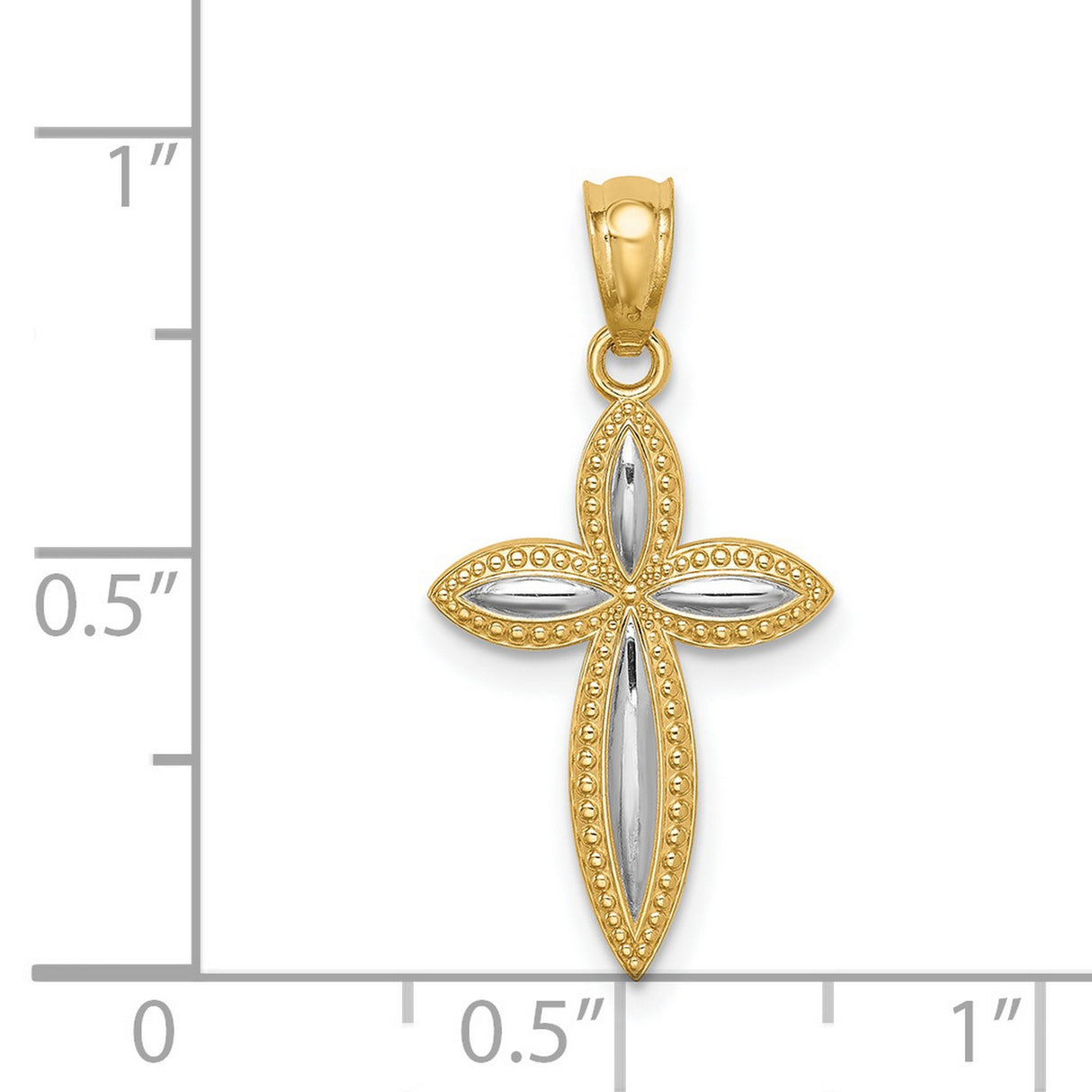 Passion Cross Charm Pendant in Real 14k Multi-Tone Gold