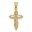 Passion Cross Charm Pendant in Real 14k Multi-Tone Gold
