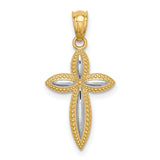 Passion Cross Charm Pendant in Real 14k Multi-Tone Gold