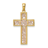 Crucifix Charm Pendant in Real 14k Multi-Tone Gold